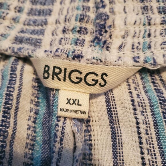 NWT Briggs White and Blue Striped Linen Shorts Boho Hippie Funky Pirate - Picture 6 of 8